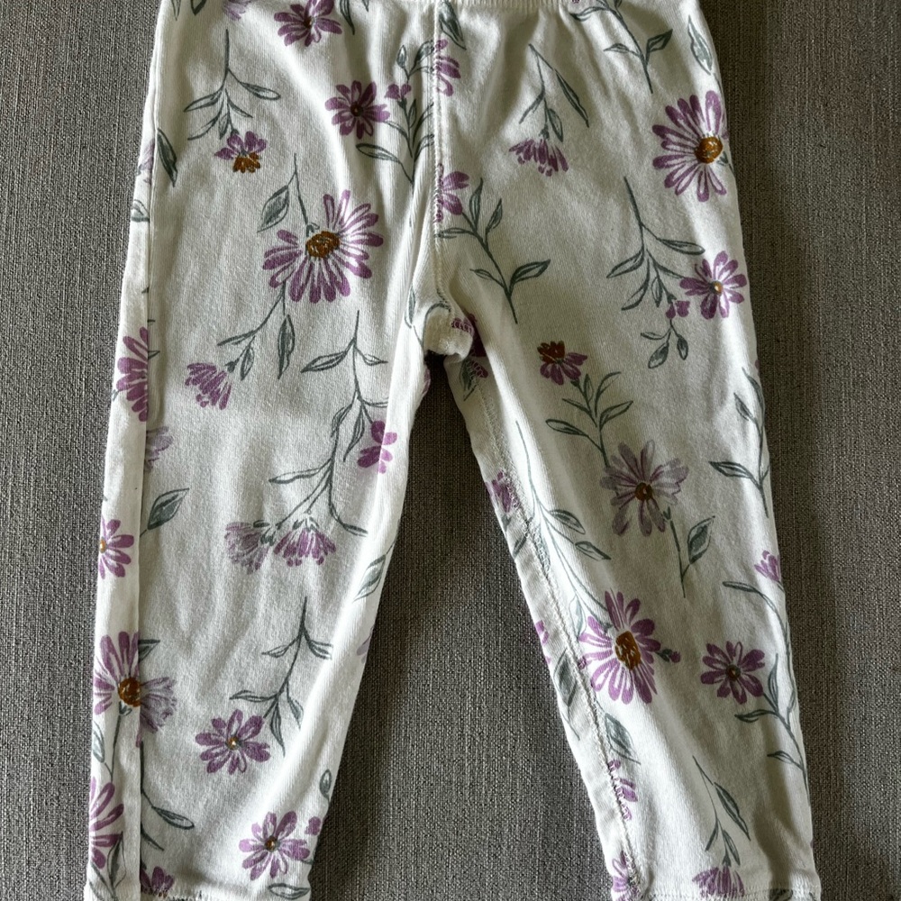 Carter's Cream Leggings with lavender and Green Floral Design